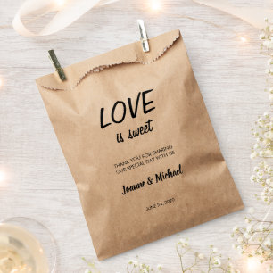 Rustic Love is Sweet script wedding Thank you Favour Bag