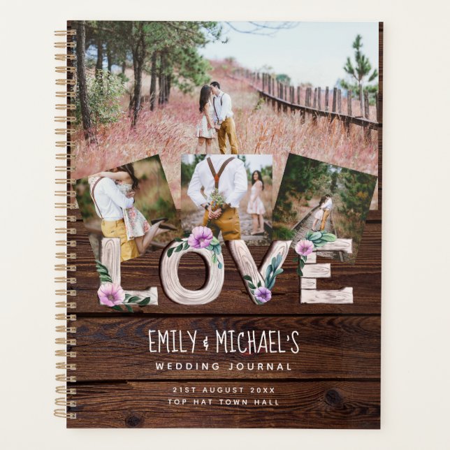 Rustic Love Lilac Wedding Bridal Shower Photos Planner (Front)