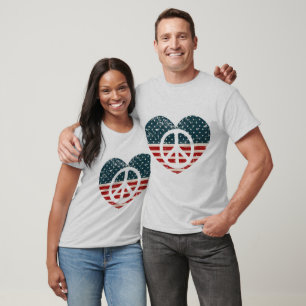 Rustic Love & Peace American Style T-Shirt
