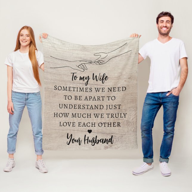 Rustic Love Quote Wife Husband Fleece Blanket (In Situ)