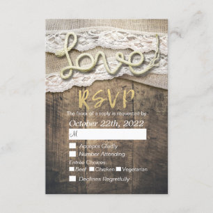 Rustic Love Rope Burlap Lace Wedding RSVP Répondre