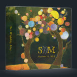 Rustic Love Trees Monogrammed Wedding Binder<br><div class="desc">Colourful, lovely circles and spirals on trees that create an archway rustic dark green background illustrated on custom Wedding Binders. Perfect wedding planners or photo albums you can easily personalize for a RUSTIC COUNTRY WEDDING | WHIMSICAL TREE THEME WEDDING | CASUAL OUTDOOR WEDDING or EVENING GARDEN WEDDING! Feel free to...</div>
