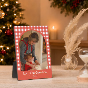 Rustic Love You Grandma Gingham Photo Plaque