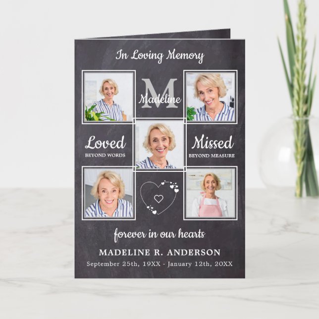 Rustic Loving Memory 5 Photos Memorial Funeral Program (Front)