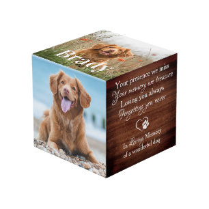 Rustic Loving Memory Pet Loss Pet Memorial 4 Photo Cube