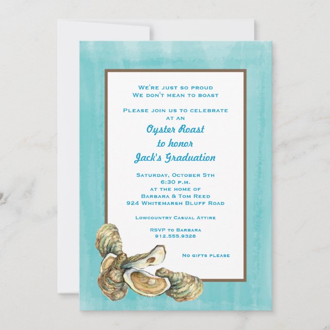 Rustic Lowcountry Oyster Roast Invitation (Front)