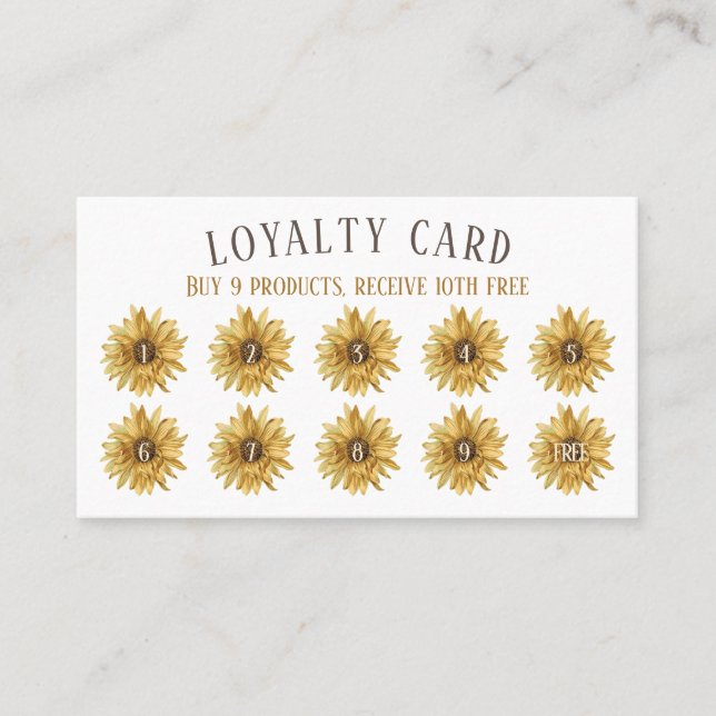 Rustic Loyalty Wood Rolling Pin Sunflowers Bakery Business Card (Front)