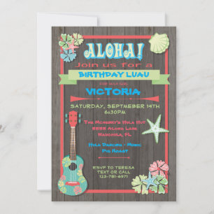 Rustic Luau Tropical Beach invitations