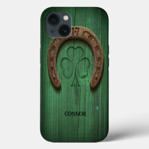 Rustic Lucky Horse Shoe Irish Personalized iPhone 13 Case
