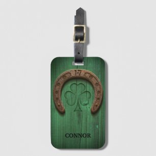 Rustic Lucky Horse Shoe Irish Personalized Luggage Tag