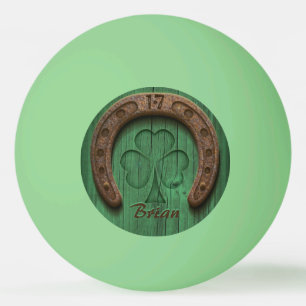 Rustic Lucky Horse Shoe Irish Personalized Ping Pong Ball