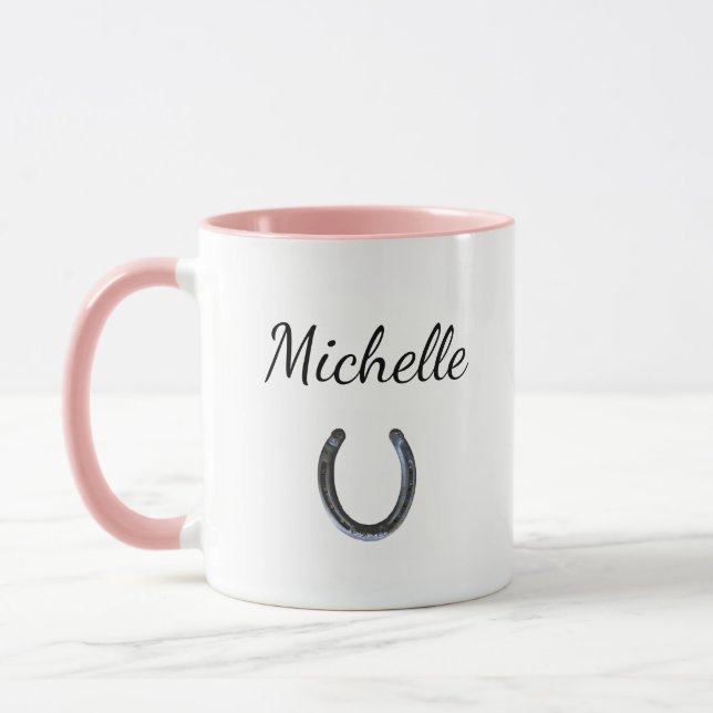Rustic Lucky Horseshoe Western Personalized  Mug (Left)