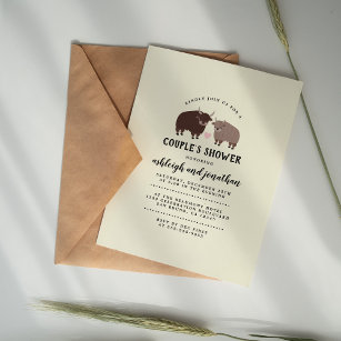 Rustic Lumberjack Bison Couple's Baby Shower Invitation Postcard