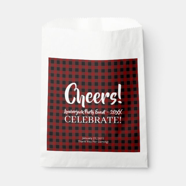 Rustic Lumberjack Plaid Cheers Custom Celebrate Favour Bag (Front)