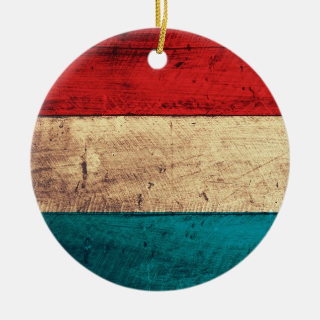 Rustic Luxembourg Flag Ceramic Ornament (Front)