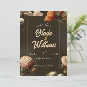Rustic Luxury Floral Wedding Invitation