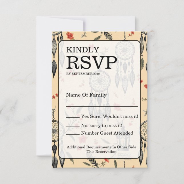 Rustic Macrame Boho Wedding Texture RSVP Card (Front)