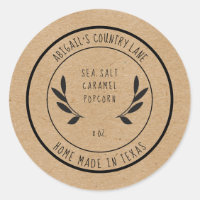Rustic Made in Texas Sea Salt Caramel Food Label