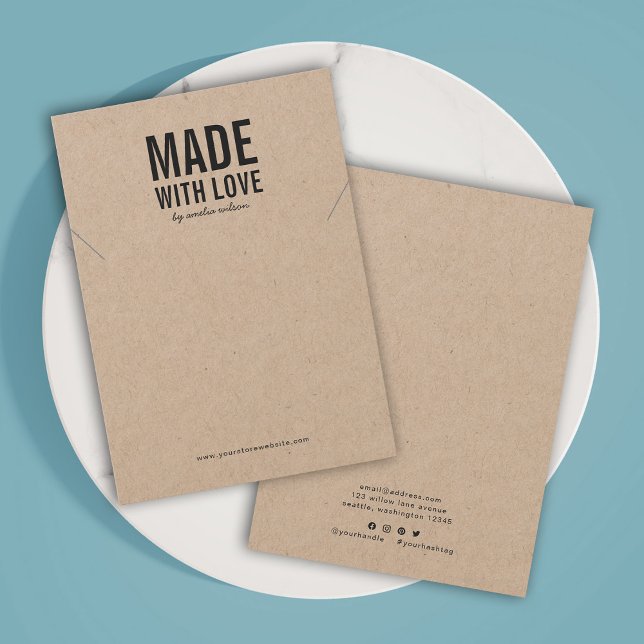 Rustic Made with Love Kraft Necklace Display Card (Creator Uploaded)