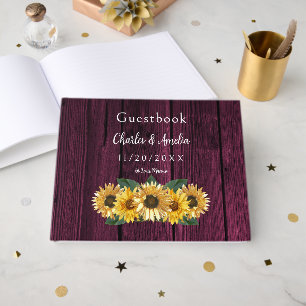 Rustic Magenta Sunflower Mariage Livre d'or
