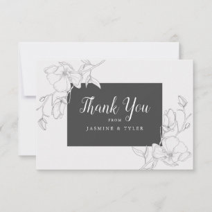 Rustic Magnolia Flowers Wedding Thank You Card