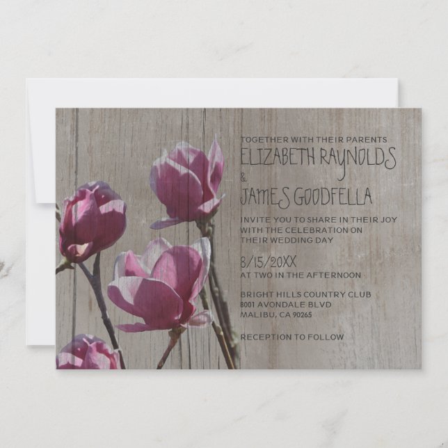 Rustic Magnolia Wedding Invitations (Front)
