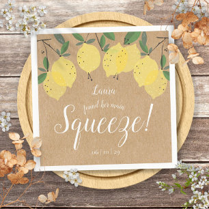 Rustic Main Squeeze Lemons Bridal Shower Napkin
