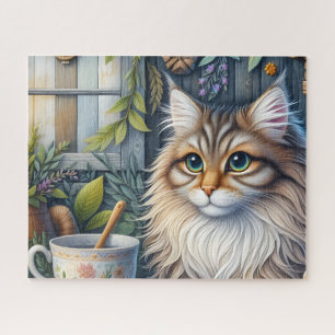 Rustic Maine Coon Cat Jigsaw Puzzle