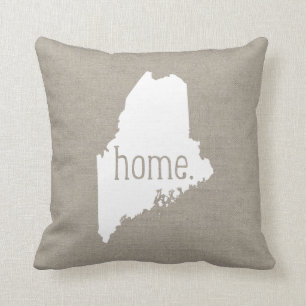 Rustic Maine Home State Throw Pillow