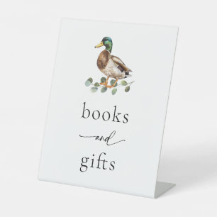 Rustic Mallard Duck Baby Shower Books & Gifts Sign