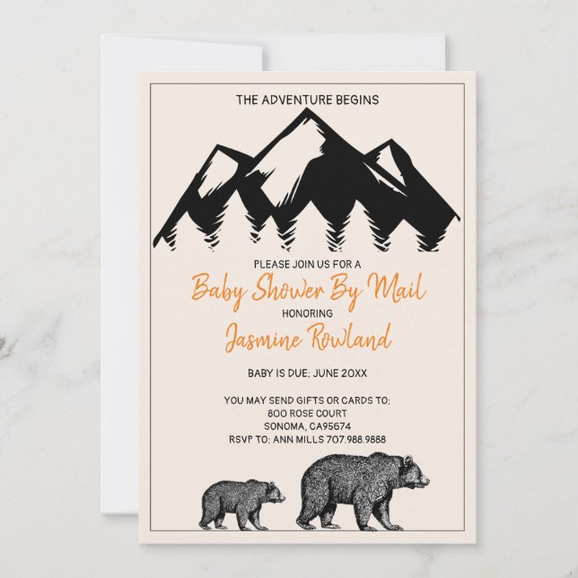Rustic Mama and Baby Bear Baby Shower Invitation (Front)