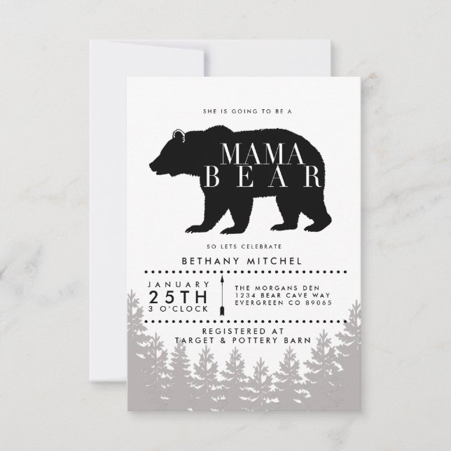 Rustic Mama Bear | Baby Shower Invite (Front)