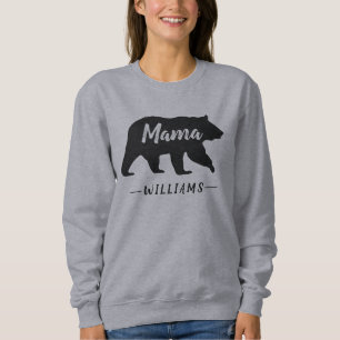Rustic Mama Bear Gray Black Monogram Name Sweatshirt