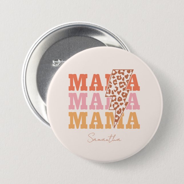 Rustic "Mama" Repeat 3 Inch Round Button (Front & Back)