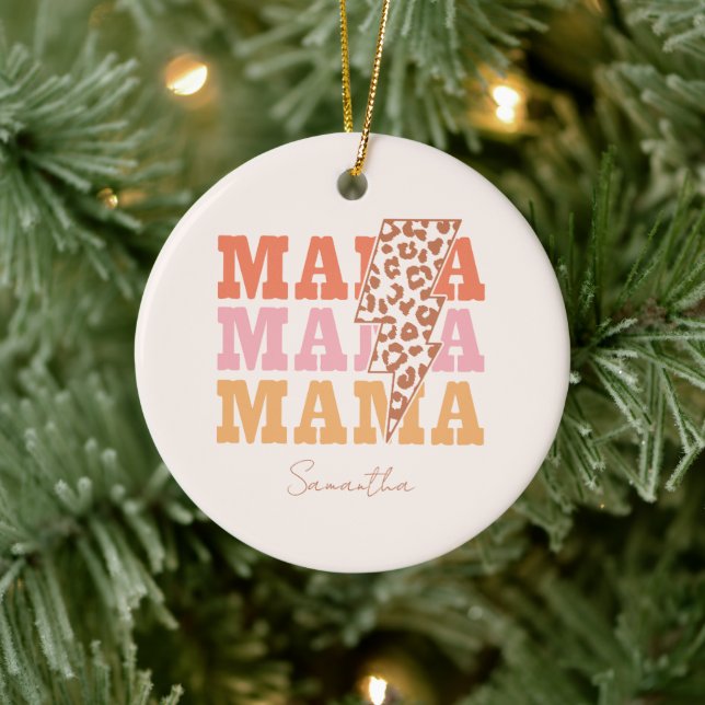 Rustic "Mama" Repeat Ceramic Ornament (Tree)