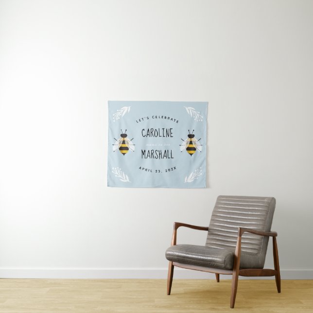 Rustic Mama to Bee Baby Boy Shower Sign Tapestry (In Situ (Horizontal))