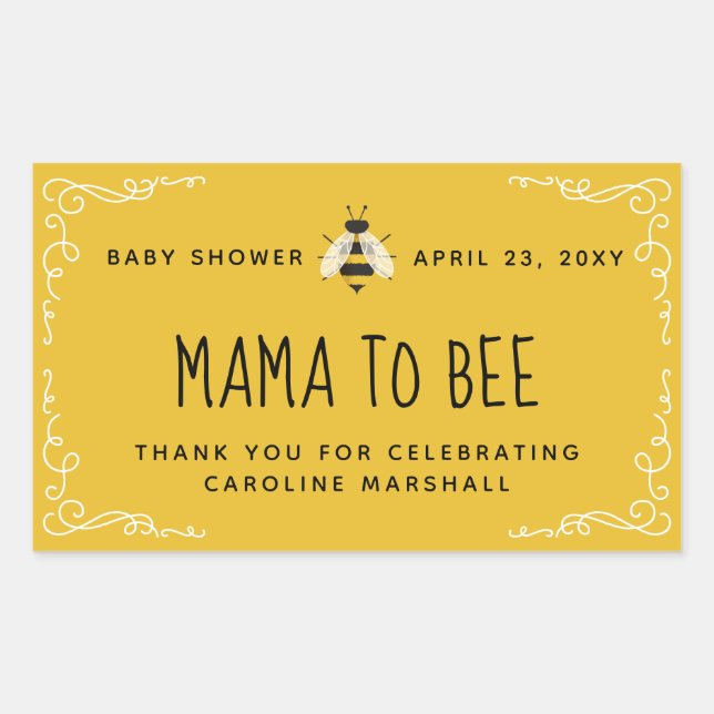 Rustic Mama to Bee Baby Shower Honey Favour Sticke Sticker (Front)