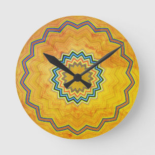 Rustic Mandala  Round Clock