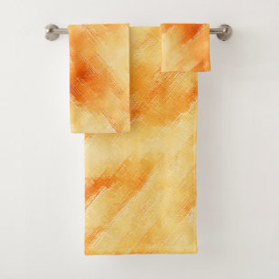 Rustic mango yellow like textured painting bath towel set
