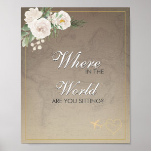 Rustic Map Bridal Shower Seating Sign 