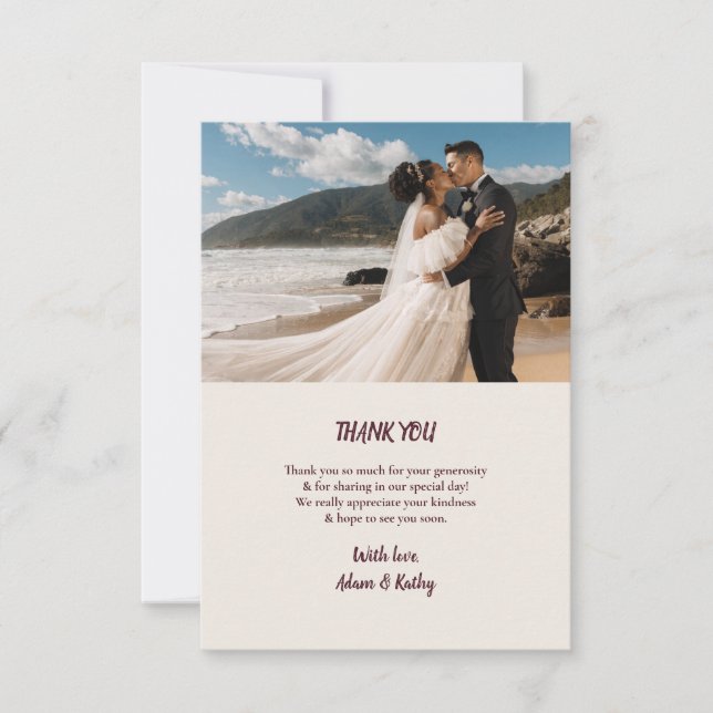 Rustic Maple Leaf Fall Wedding Thank You Card (Front)