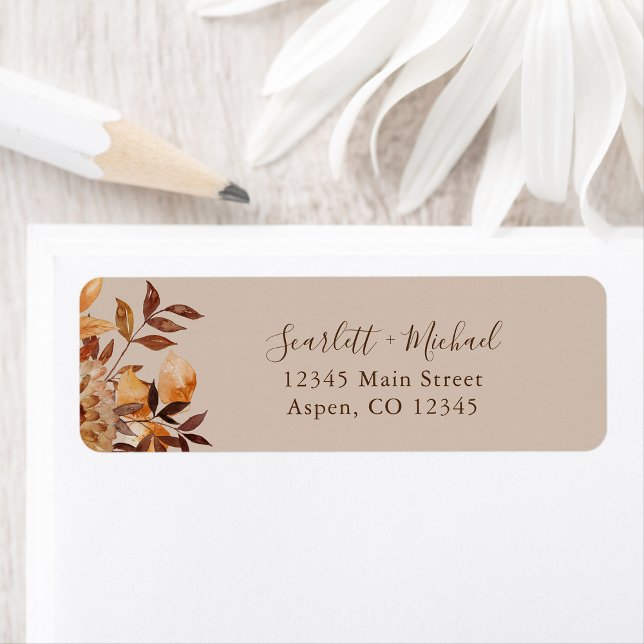 Rustic Mariage de automne Adresse de retour (Rustic Fall Floral Wedding Return Address Label by Painted Paperie
)