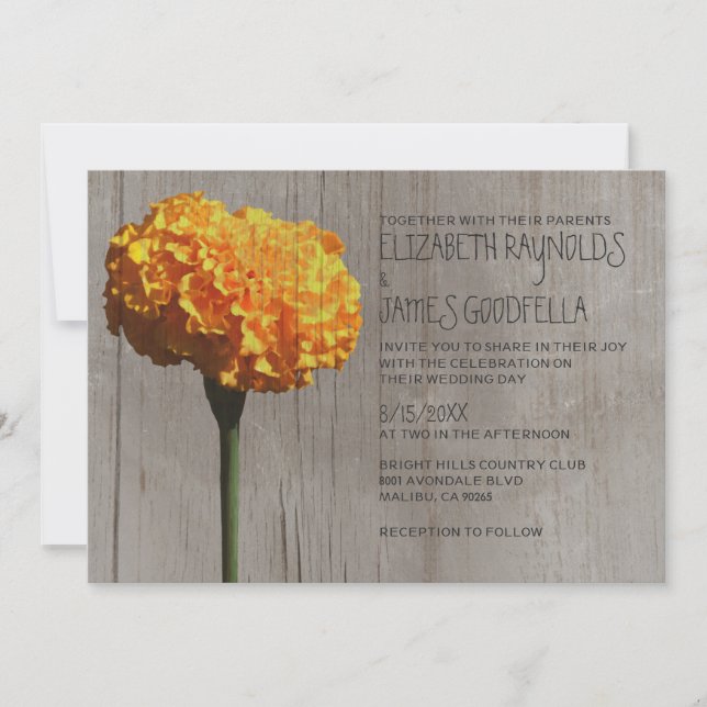 Rustic Marigold Wedding Invitations (Front)