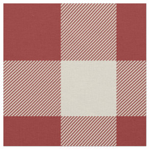 Rustic Maroon and Beige Buffalo Plaid Fabric