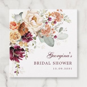 Rustic Maroon Terracotta Flowers Bridal Shower Favour Tags