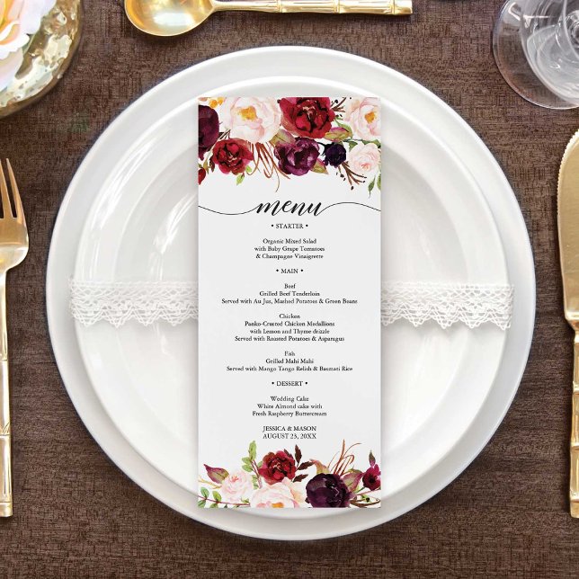 Rustic Marsala Burgundy Thank You And Menu (Creator Uploaded)