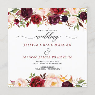 Rustic Marsala Burgundy Wedding Program
