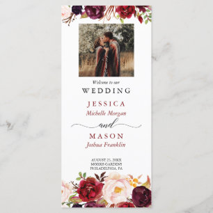 Rustic Marsala Burgundy Wedding Program