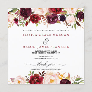 Rustic Marsala Burgundy Wedding Program