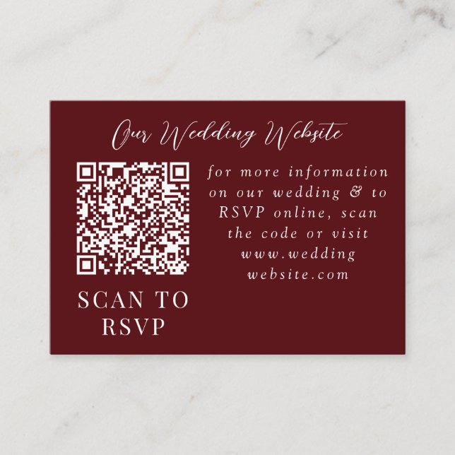 Rustic Marsala Burnt Orange Fall Web QR RSVP Enclosure Card (Front)